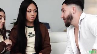 Two girls have sex with a guy, proving to him that one of them is a bad influence