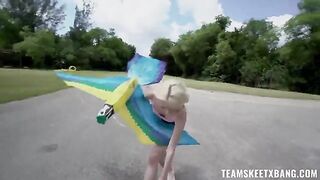 Babe with small boobs gets fucked outdoors in a steamy scene