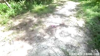 Babe with small boobs gets fucked outdoors in a steamy scene