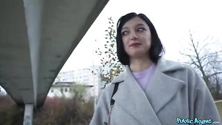 A little Russian brunette got fucked right on the city streets