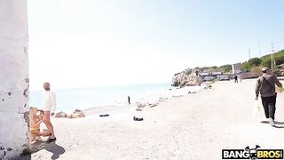 Insane anal sex on the public beach with blondie