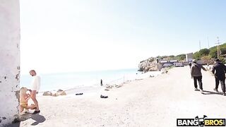 Insane anal sex on the public beach with blondie