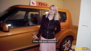 A huge cock pulled the big tits of a blonde in clothes