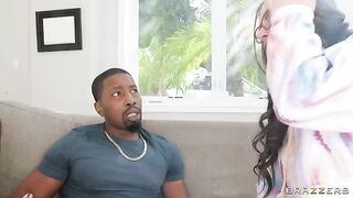 Two girls have sex with one guy in an FFM scene