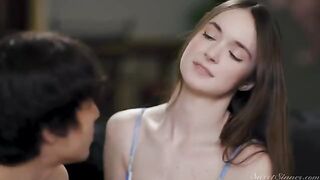 Romantic sex with cute teen and sweet pussy dripping