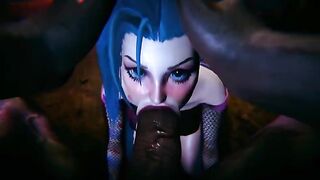 Big black cock for League of Legends hotties Jinx and Vi in 3D action