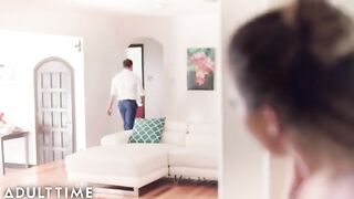 A wife caught her husband jerking off with Liv Revamped in a steamy scene