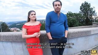 A really hot girl gets fucked in front of her dad for money