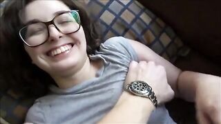 A young guy is staying home with his perfect brunette girlfriend
