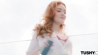 The desires of our princess are the law for us. Outdoor double penetration scene