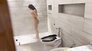 A young beautiful Venezuelan girl has passionate sex in the shower