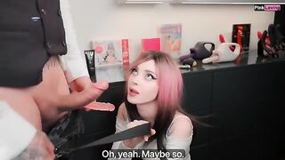 A girl is choosing a new toy with her husband’s help