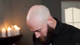 Girl makes a blowjob, trying not to make a mess or overdo it