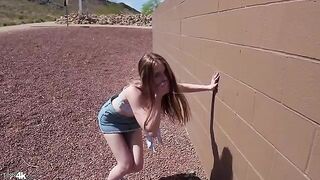 The man gently licked the red-haired girl’s sweet pussy