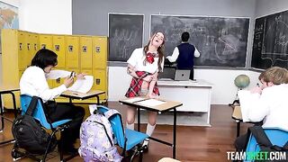 A student girl passed the exam thanks to her great skills
