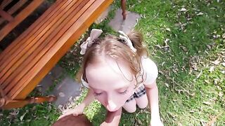 Babe agreed to anal sex right on the edge of the forest