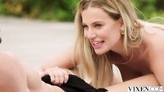 A charming girl is having fun on the city streets in this video