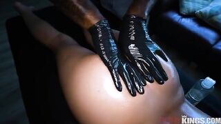 A hot chick massaged her boyfriend’s back and caressed his cock