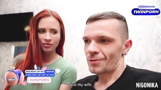 Two Russian sluts fucked hard by a crowd in an intense orgy
