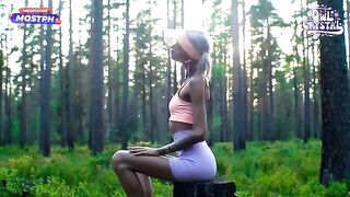 A beautiful girl was sucking a cock of her neighbor in the forest