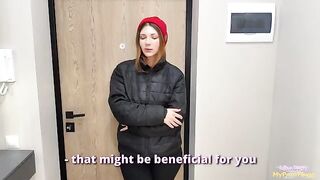 The pizza was late, but the delivery girl was on time and hungry
