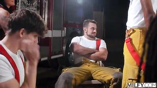These guys can put out any fire. A group sex session with exciting participants