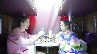 A cute girl got a good look in the compartment and showed her skills