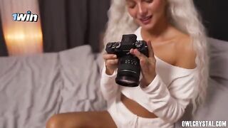 A real cock in her hand for the first time!