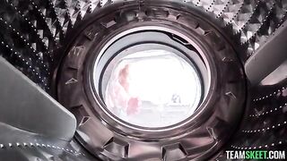 A blonde got vibration from a faulty washing machine