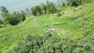 Instead of a picnic, they engaged in passionate outdoor action