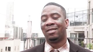 A balcony is a great place to have black and passionate sex with negros