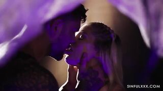 A guy is getting his dick sucked while his girlfriend watches