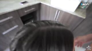 You finish with her without interruption, showcasing the juicy ass of the Latina beauty