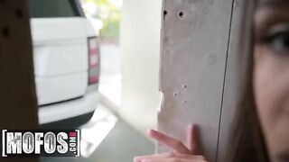 Abella Danger gets on her knees to thank her savior in the most explicit way