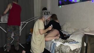 Two guys fucked a girl with narrow pussy in a friendly mood