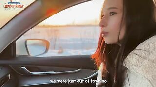A hot girl kept herself warm in a car by engaging in intimate acts with a stranger