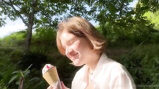 Don't lick the ice cream, girl, and suck my dick instead
