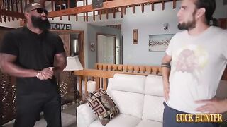 A man is fucking his wife on the couch and he loves it very much