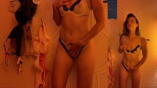 The beginning of a hot masturbation session with a stunning star