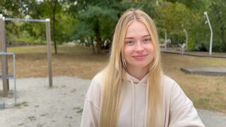 After a walk, the girl warms up with a guy in a steamy Russian scene