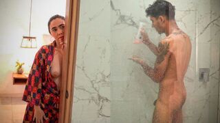 A hot shower encounter with a steamy stepmom, just the way he imagined