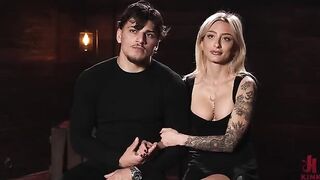 The blonde tied herself up to get a male orgasm and to cum