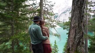 The couple has sex right in the forest, captured authentically