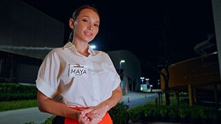The cute waitress got an order and she is ready for sex
