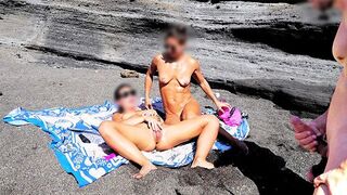 A girl has removed her swimming suit on the barefoot beach