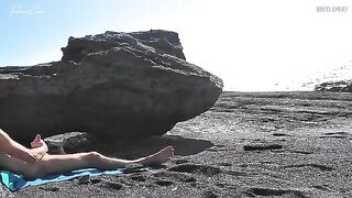 A girl has removed her swimming suit on the barefoot beach