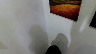 The girl was locked in the toilet and fucked her