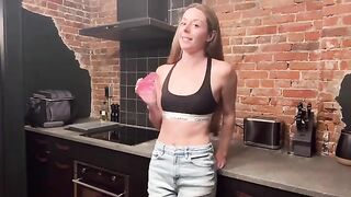 The kitchen is the place where this beautiful star wants to be rewarded with a kiss