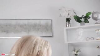 A blonde MILF with a stunning figure gets taken hard on the couch