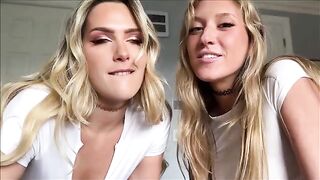 Two girls moan louder while sharing a big dick in an intense threesome